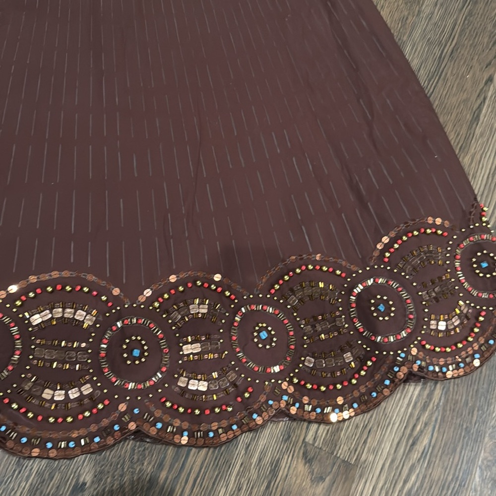Basil and Maude embroidered embellished beaded brown western skirt size 6 - Picture 12 of 12